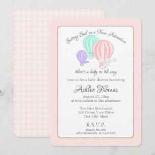 Invitación Invitat de Baby Shower a los globos aerostáticos N