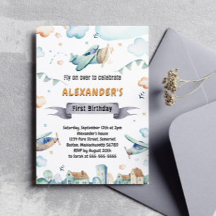 Invitación Invitat de cumpleaños de los niños de los aviones