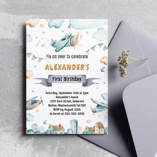 Invitación Invitat de cumpleaños de los niños de los aviones  (Subido por el creador)