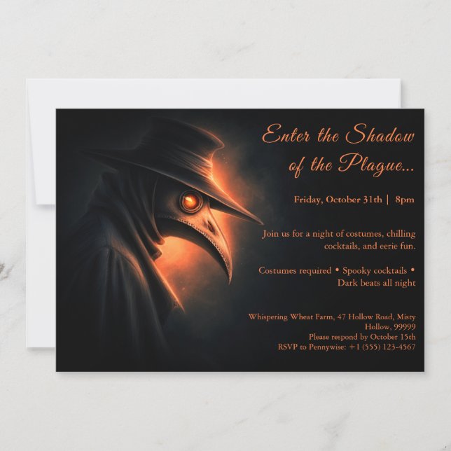 Invitación Invitat Fiesta de disfraces de Médico de la peste  (Anverso)