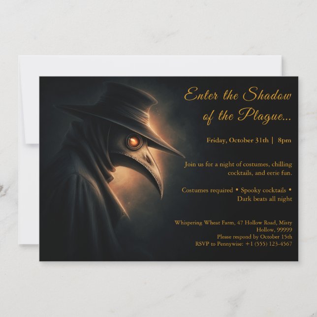 Invitación Invitat Fiesta de disfraces de Médico de la peste  (Anverso)