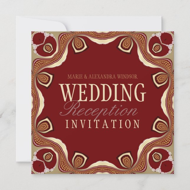 Invitación Invitati: Boda alternativo de la tribu rojo + oro (Anverso)