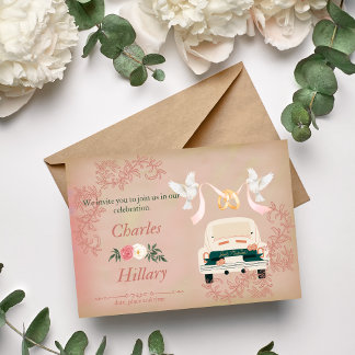 Invitación Invitati: Boda casado y palomas voladoras