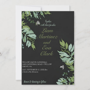 Invitación Invitati, Boda de hoja mínima moderna en blanco y