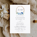 Invitación Invitati, Boda de la guirnalda floral azul ondulad<br><div class="desc">Moda y moderno Monograma Dusty Blue Boho Floral Wreath con Invitaciones Boda acuarela otoño,  invierno,  primavera o bodas veraniegas - incluye hermosa y elegante tipografía de escritura para la celebración especial del Boda.</div>