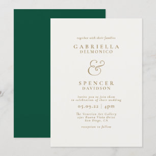 Invitación Invitati, Boda de oro verde esmeralda moderno y el