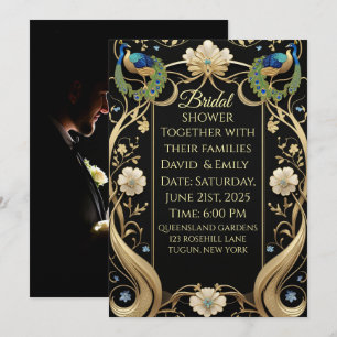Invitación Invitati, Boda de oro y negro de estilo Art Nouvea