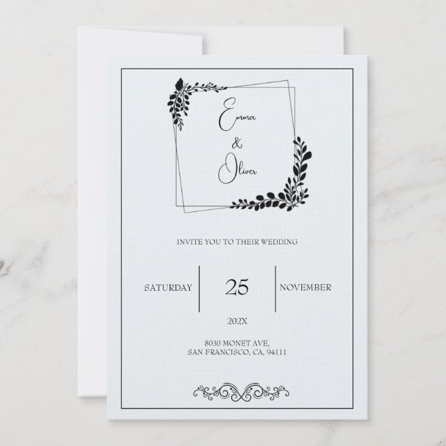 Invitación Invitati, Boda de Personalizable "Noviembre Elegan (Anverso)