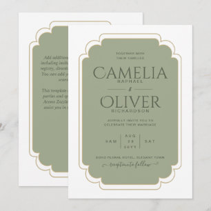 Invitación Invitati Boda del mejor Sage Green Gold MONOCHROME