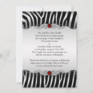 Invitación Invitati Boda del Post Red Zebra negra plateada