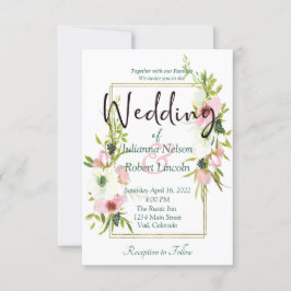 Invitación Invitati, boda floral de color blanco y Rubor