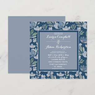 Invitación Invitati, Boda floral Verde azulado y floral flora