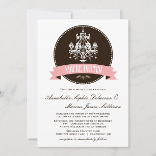 Invitación Invitati, Boda rosa y marrón de la lámpara de arañ