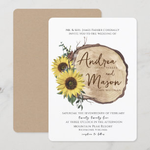 Invitación Invitati, Boda Rústico de leña de girasol otoño