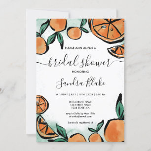 Invitación Invitati botánico moderno de acuarela naranja Citr