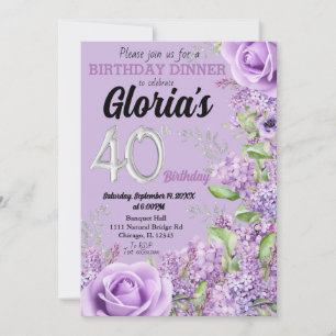 Invitación Invitati de 40 años morado de lavanda