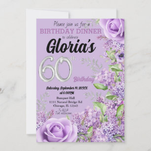 Invitación Invitati de 60 años morado de lavanda