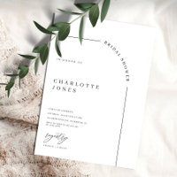 Invitati de ducha de novia blanca y negra en arco 