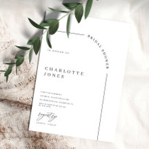 Invitati de ducha de novia blanca y negra en arco 