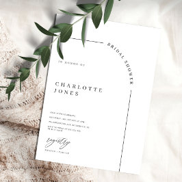 Invitación Invitati de ducha de novia blanca y negra en arco 