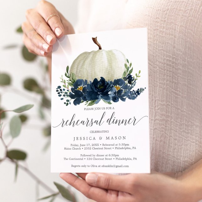 Invitación Invitati de la cena de la calabaza floral azul de  (Subido por el creador)