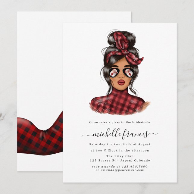 Invitación Invitati de la ducha de novia de los Navidades Red (Anverso / Reverso)