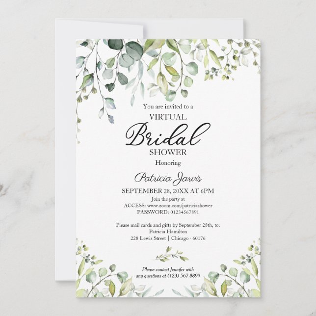 Invitación Invitati de la ducha de novia virtual Eucalyptus G (Anverso)