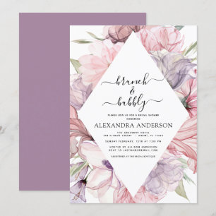 Invitación Invitati de la ducha de novias moradas de brunch b