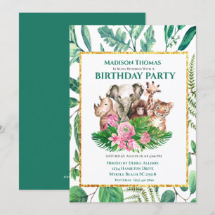 Invitación Invitati de la fiesta de cumpleaños de los animale