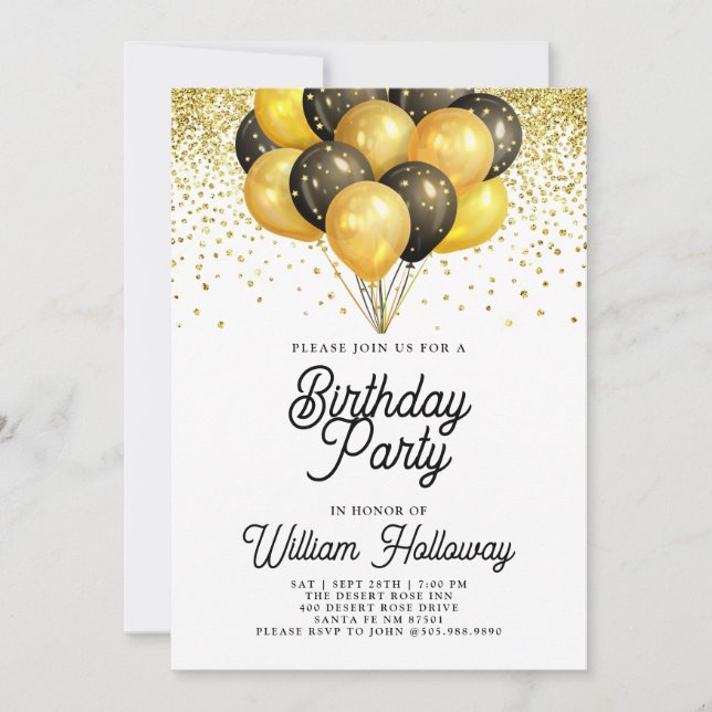 Invitación Invitati de la fiesta de cumpleaños de los globos  (Anverso)