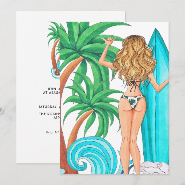 Invitación Invitati de la fiesta de cumpleaños de verano en l (Anverso / Reverso)