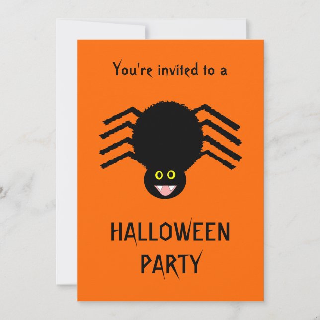 Invitación Invitati de la fiesta de Halloween con araña negra (Anverso)