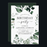 Invitación Invitati de la primavera de la fiesta de cumpleaño<br><div class="desc">Las invitaciones a la fiesta de cumpleaños Green Watercolor incluyen una hermosa y elegante tipografía con un verde moderno y elegante para la celebración especial de los cumpleaños 16,  18,  21,  30,  40,  50,  60,  70.</div>