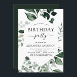 Invitación Invitati de la primavera de la fiesta de cumpleaño<br><div class="desc">Las invitaciones a la fiesta de cumpleaños Green Watercolor incluyen una hermosa y elegante tipografía con un verde moderno y elegante para la celebración especial de los cumpleaños 16,  18,  21,  30,  40,  50,  60,  70.</div>