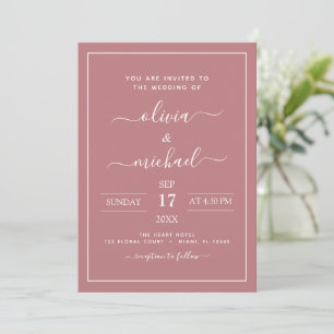 Invitación Invitati de la tipografía moderna del Boda rosado