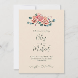 Invitación Invitati de las flores de bodas antiguas con rosas