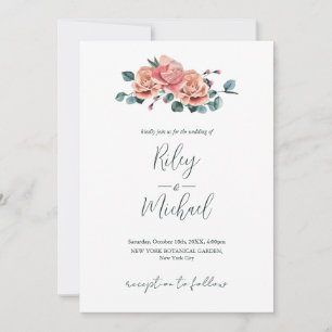 Invitación Invitati de las flores de bodas antiguas con rosas