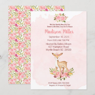 Invitación Invitati de Woodland Deer Pink Floral
