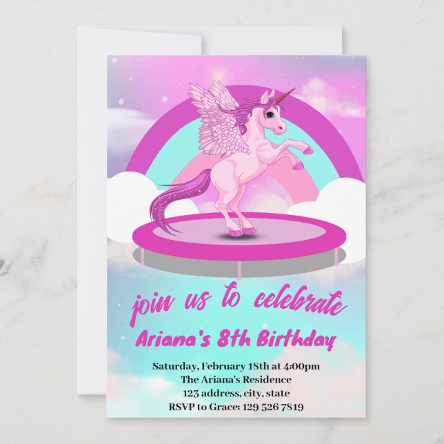 Invitación Invitati del cumpleaños de la Trampolina del Arcoi (Anverso)