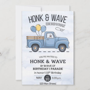 Invitación Invitati del desfile de cumpleaños de camionetas d