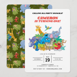 Invitación Invitati del primer cumpleaños de los animales de
