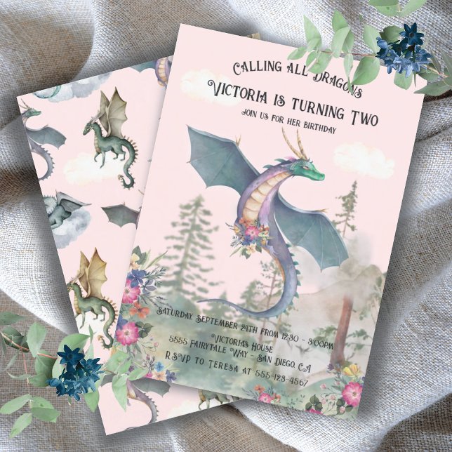 Invitación Invitati por el cumpleaños del dragón forestal enc (Subido por el creador)