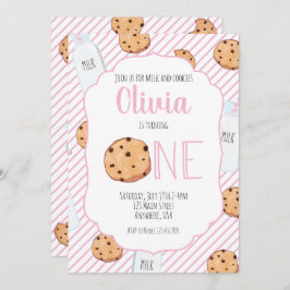 Invitación Invitati, primer cumpleaños de chica y galletas ro