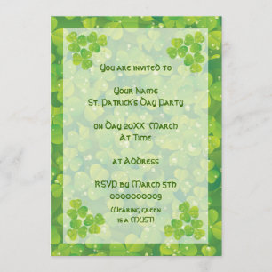 Invitación Invitatia de shamrock con encanto verde