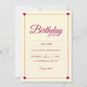 Invitación Invitation aesthetic de corazones rosas