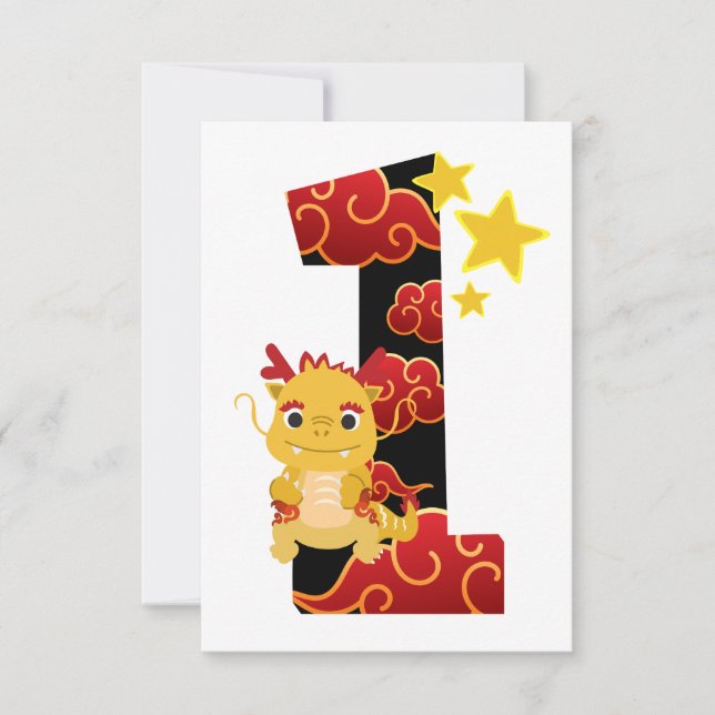 Invitación Invitation anniversaire 1 an dragon  (Anverso)
