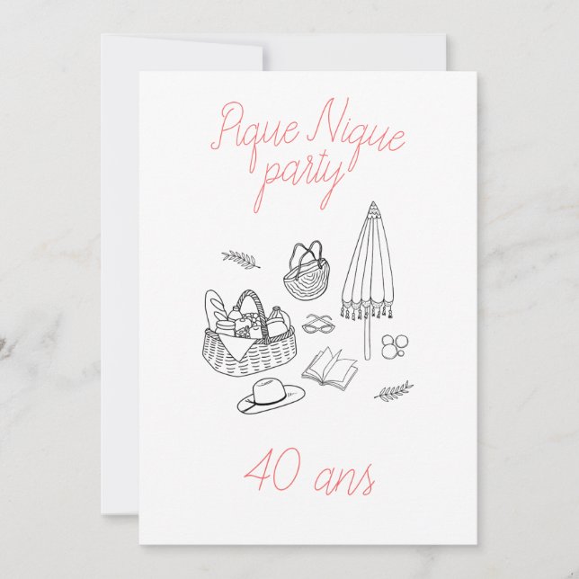 Invitación Invitation anniversaire Pique Nique (Anverso)