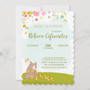 Invitación Invitation Baby Shower Bear and duckies