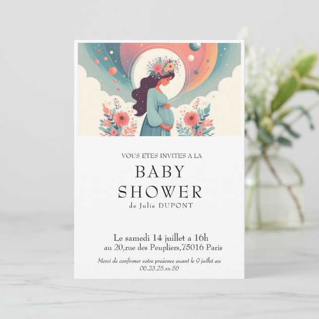 Invitación Invitation baby shower en français (Anverso de pie)