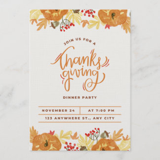 Invitación Invitation card for thanksgiving day 